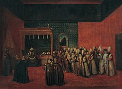 "Sultan III. Ahmet Avrupalı Büyükelçileri Kabul Ederken", Jean Baptiste Vanmour, 18. yüzyıl.