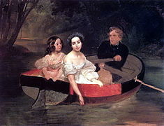 Baronne Ekaterina Meller-Zakomelskaïa en barque avec sa fille et l'auteur, 1833-1835