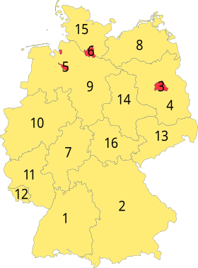 Nummerert kart over Tysklands delstater