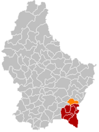 Lage von Lenningen im Großherzogtum Luxemburg