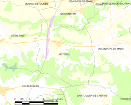 Mapa obce Meyssiez