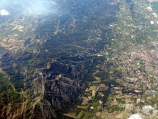 Aerial view with Glanum, Les Baux-de-Provence and Alpilles