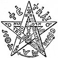 Een pentagram uit Dogme et Rituel de la Haute Magie, Eliphas Levi, 1855.