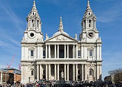 Fachada occidental de la [`catedral de San Pablo de Londres]], obra de Christopher Wren (1675-1702)