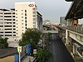 Train from Bang Khae station crossing to the eastbound track near Park and Ride building and approaching platform no.2