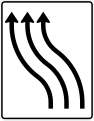 Zeichen 511-12 Verschwenkungstafel; Darstellung ohne Gegenverkehr: dreistreifig nach links