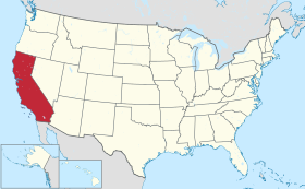 Karta SAD-a s istaknutom saveznom državom Kalifornija