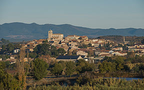 Corneilhan, Hérault, France. Historic part of the village view from South in 2013.