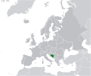 Localizarea Bosniei și Herțegovina pe continentul European