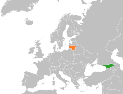 Map indicating locations of Georgia and Lithuania