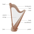 The basic structural elements and terminology of a harp