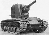 Un prototip al tancului greu de asalt KV-2.