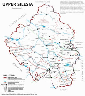 Mapa contemporáneo de Alta Silesia (en inglés)