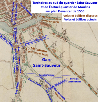 Emplacement de la léproserie vers 1560 sur plan Deventer