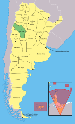 แผนที่ประเทศอาร์เจนตินาแสดงที่ตั้งรัฐลาริโอฆา