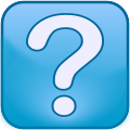 A question mark icon in a blue box