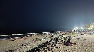 Rock Beach in Pondicherry at night