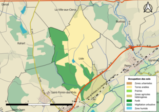 Carte en couleurs présentant l'occupation des sols.