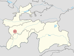 Location of Dushanbe in Tajikistan