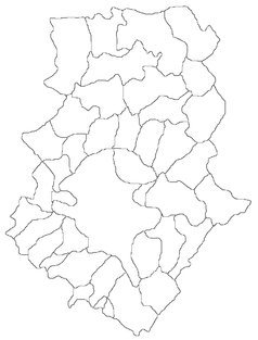 Mapa konturowa okręgu Ilfov, na dole nieco na prawo znajduje się punkt z opisem „Berceni”