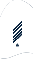 Dienstgradabzeichen eines Oberstabsgefreiten (50er Verwendungsreihe) auf dem Oberärmel des weißen Hemdes für Marineuniformträger