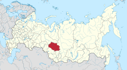 ロシア内のトムスクの位置の位置図