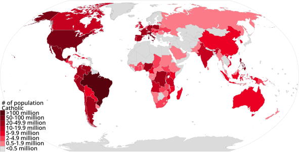კათოლიკეთა რიცხობრივი რაოდენობა მსოფლიოში (2011)
