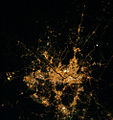 서울과 인천 등 수도권의 위성사진. 혼합형으로, 복잡한 도시 구성을 가졌다.