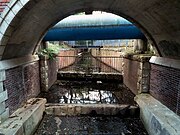 代田橋駅至近の開渠部。水の匂いから、清冽な湧き水であることが感じられる （世田谷区大原2丁目、北緯35度40分15.96秒 東経139度39分36.21秒﻿ / ﻿北緯35.6711000度 東経139.6600583度﻿ / 35.6711000; 139.6600583﻿ (代田橋駅至近の開渠部)）