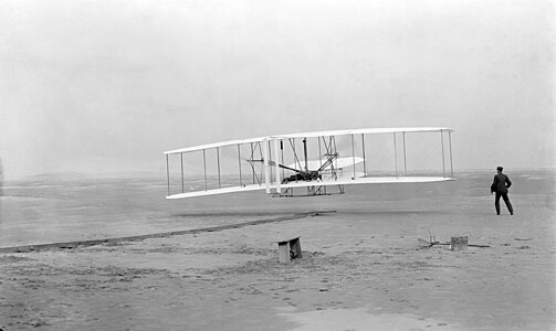 De eerste vlucht van de gebroeders Wright, 17 december 1903, 10.35 uur