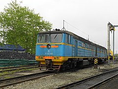 ТГ16-069 в голубой окраске в депо Поронайск (2016 год)