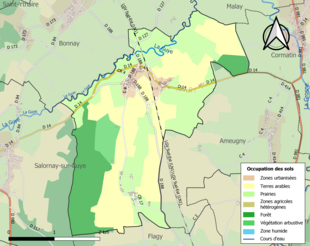 Carte en couleurs présentant l'occupation des sols.