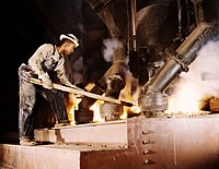 Alfred T. Palmer: Phosphate smelting furnace worker, Muscle Shoals, Alabama, 1942