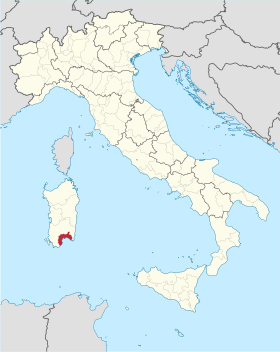 Pozicija Metropolitanskog grada Cagliarija u Italiji