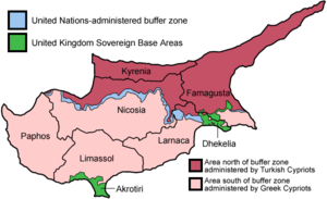 Map showing the districts of Cyprus