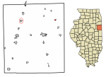 Location of Donovan in Iroquois County, Illinois