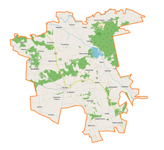 Mapa konturowa gminy Michów, w centrum znajduje się punkt z opisem „Michów”