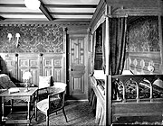 Um quarto de primeira classe do Titanic em 1912.