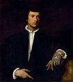『手袋をした男』 ティツィアーノ・ヴェチェッリオ 1523頃 画布、油彩 100 × 89 cm ルーヴル美術館