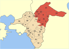 Municípios de Atenas, com Atenas Setentrional em destaque.