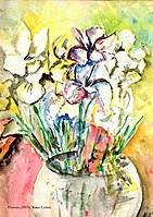 1953, "Flowers", Aquarelle (30 x 22 cm.) by Dariush Borbor
