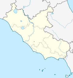 Mapa konturowa Lacjum, blisko centrum na prawo znajduje się punkt z opisem „Gavignano”