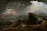 Xosué ordenar al sol que permaneza en Gabaón. Pintura de John Martin, 1816