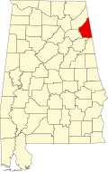 Map of Alabama highlighting Cherokee County