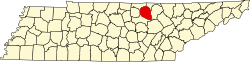 Karte von Overton County innerhalb von Tennessee