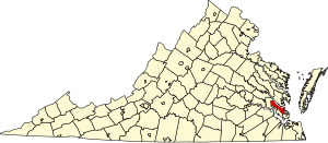 Map of Virginia highlighting York County