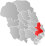 Skien markert med rødt på fylkeskartet