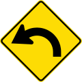 (W12-1.3/PW-18) Sharp curve between 90 and 120 degrees, to left