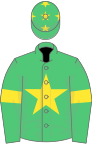 Emerald green, yellow star, armlets and stars on cap