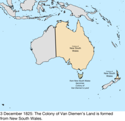 Map of British claims to Australia; for details, refer to adjacent text